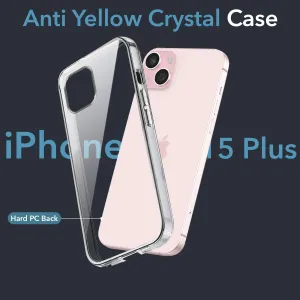 Stylish Detailing For Apple iPhone 15 Plus Back Cover Case (Hard Anti Yellow Clear Case | Drop & Camera Protection | Shockproof Polycarbonate)
