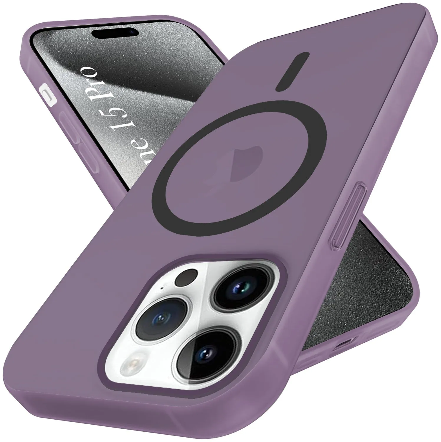 Enhanced Comfort Shockproof Edge For Apple iPhone 15 Pro Back Cover Case (Frosted Matte Feel | MagSafe Compatible Wireless Charging | Polycarbonate Material)