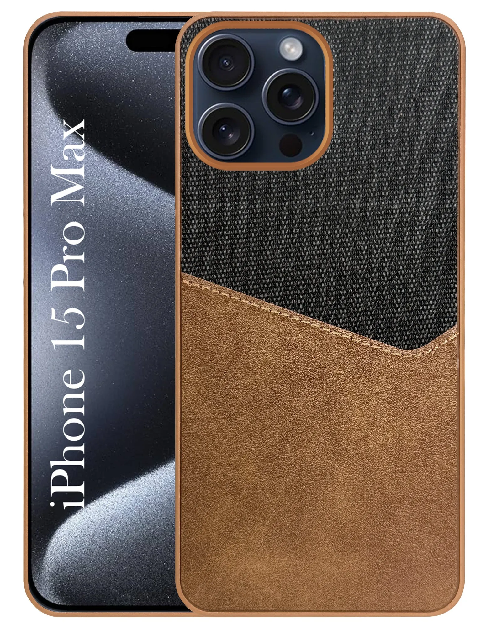 For Apple iPhone 15 Pro Max Back Cover Case (Dual PU Leather Stitch | Professional Minimalist | Soft and Flexible) Durable Layer Durable Form