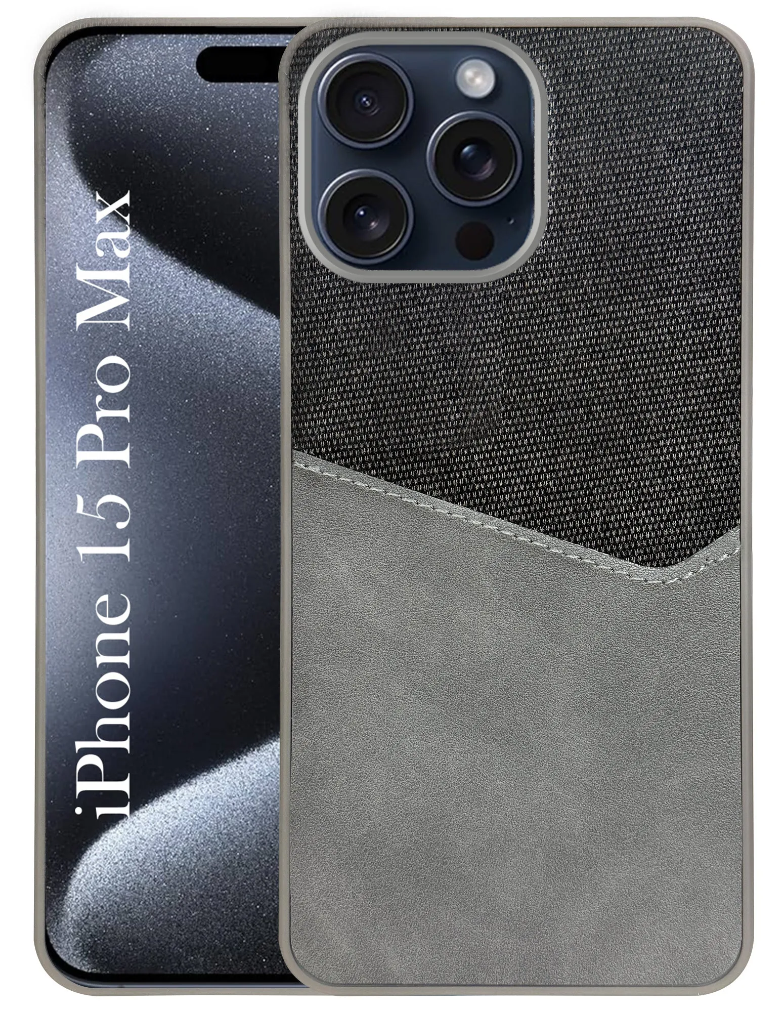 Compact Look Matte Texture Design For Apple iPhone 15 Pro Max Back Cover Case (Dual PU Leather Stitch | Professional Minimalist | Soft and Flexible)