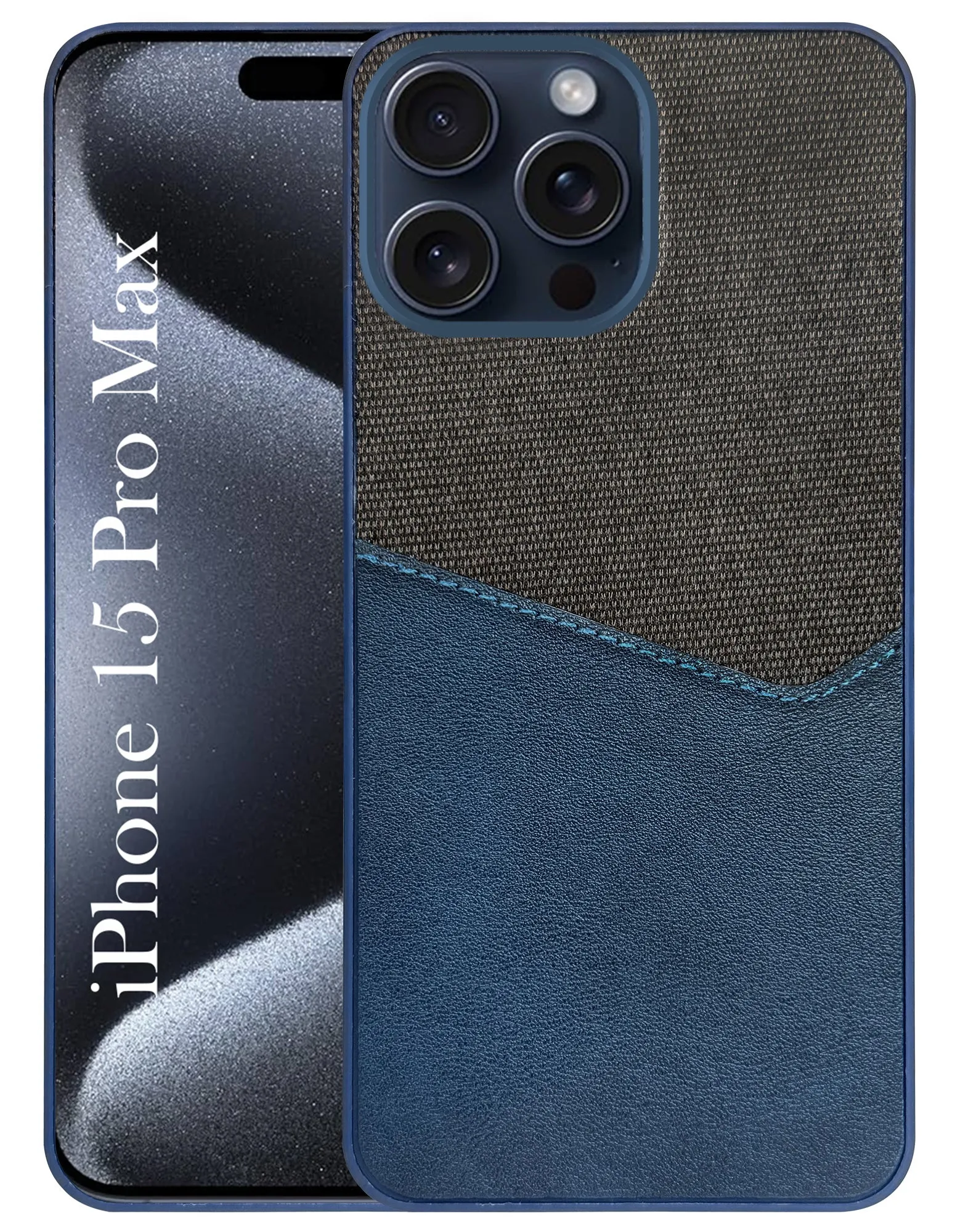 For Apple iPhone 15 Pro Max Back Cover Case (Dual PU Leather Stitch | Professional Minimalist | Soft and Flexible) Elegant Build