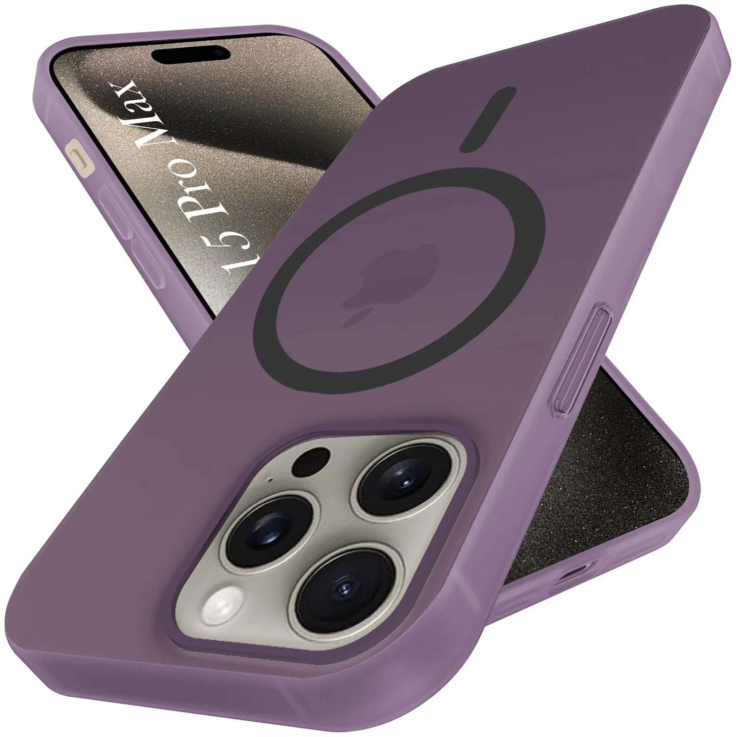 Modern Design Texture Soft Finish Layer For Apple iPhone 15 Pro Max Back Cover Case  (Frosted Matte Feel | MagSafe Compatible Wireless Charging | Polycarbonate Material)