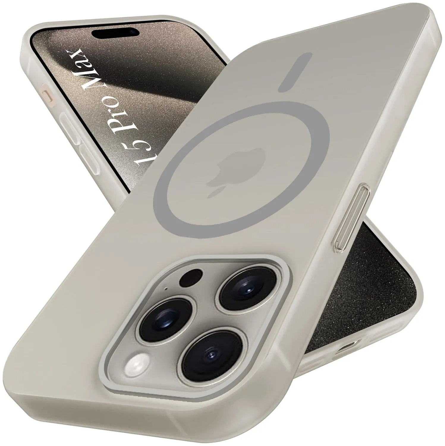 Hybrid Shield Smooth Design For Apple iPhone 15 Pro Max Back Cover Case  (Frosted Matte Feel | MagSafe Compatible Wireless Charging | Polycarbonate Material)