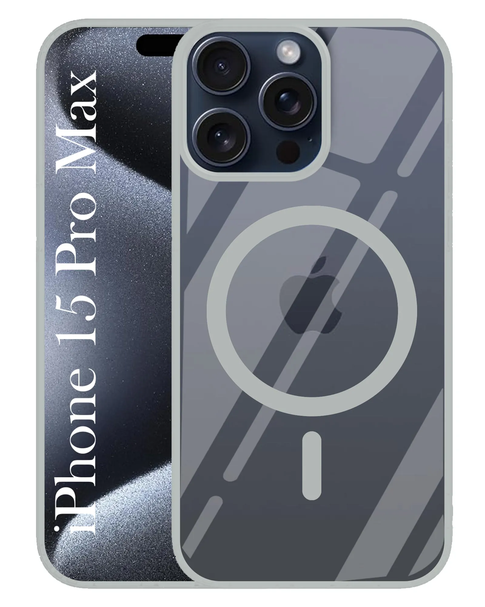 For Apple iPhone 15 Pro Max Back Cover Case (MagSafe Compatible Wireless Charging | Hybrid Camera Bump Protection | Shockproof Polycarbonate Material) Clear Texture