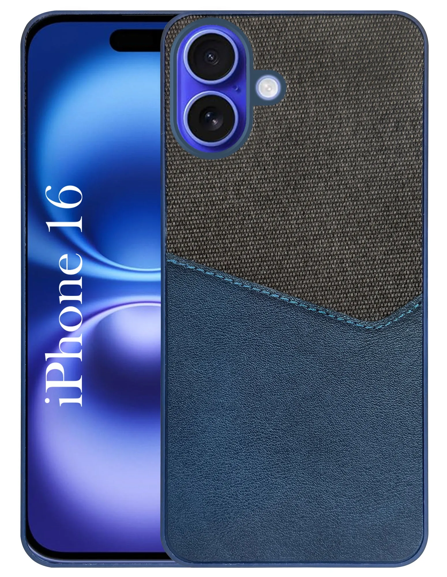 Grip Assist For Apple iPhone 16 Back Cover Case (Dual PU Leather Stitch | Professional Minimalist | Soft and Flexible)