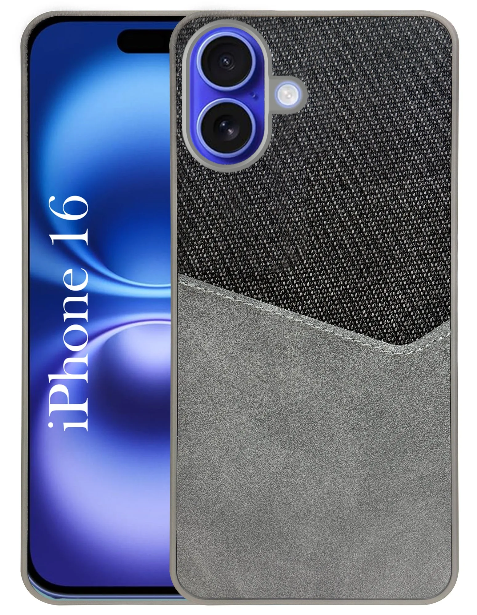 For Apple iPhone 16 Back Cover Case (Dual PU Leather Stitch | Professional Minimalist | Soft and Flexible) daily protection Modern Finish