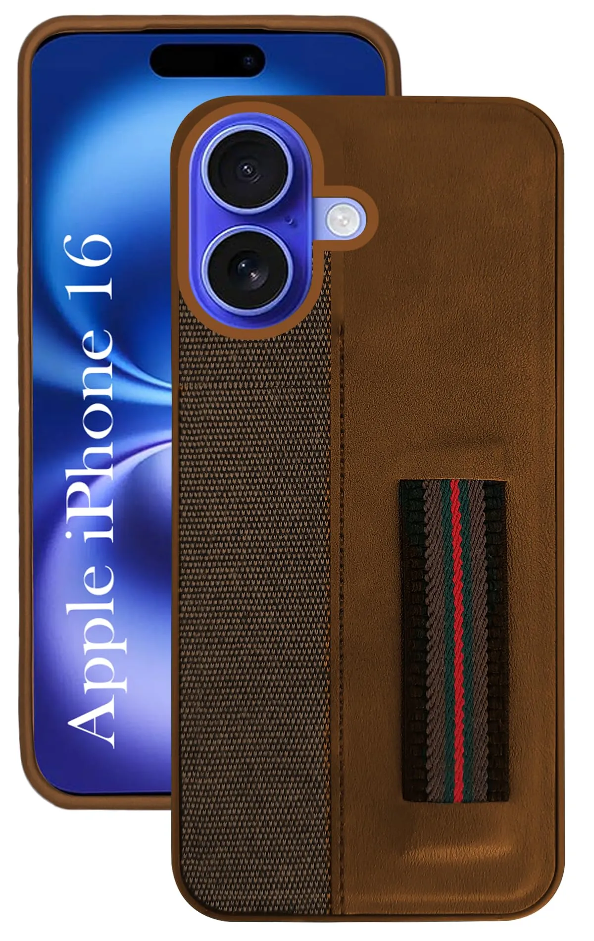 Sleek Edge For Apple iPhone 16 Back Cover Case ( Professional PU Leather | Strip Chain Holder Socket)