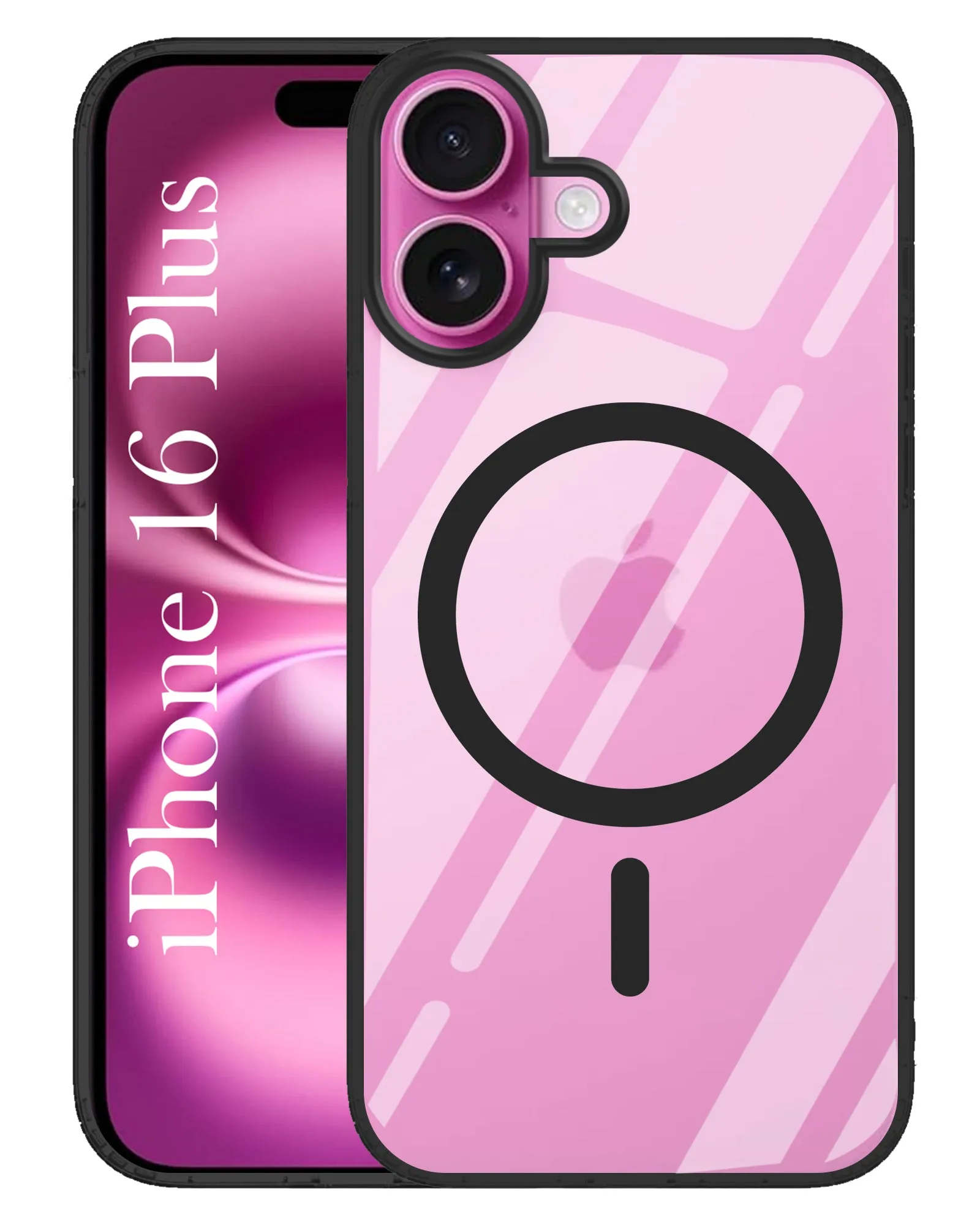 Stylish Color Matte Texture Design For Apple iPhone 16 Plus Back Cover Case ( Black MagSafe Compatible Wireless Charging | Hybrid Camera Bump Protection | Shockproof Polycarbonate