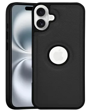 For Apple iPhone 16 Plus Back Cover Case (Minimalist Design Stitched Leather | Shockproof Raised Edges for Camera & Screen Protection) Sleek Appearance