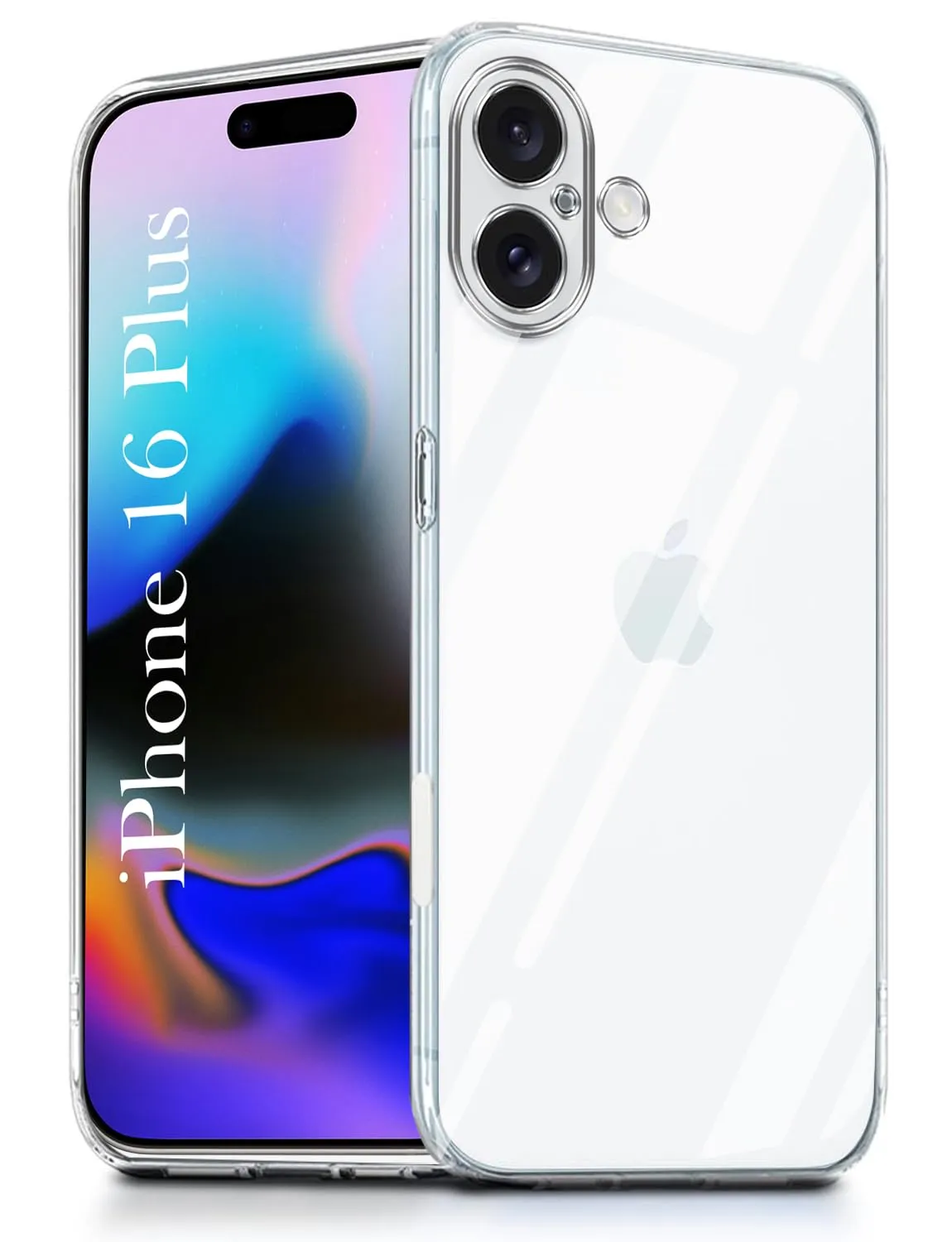 Comfort Texture Layer Youth Style For Apple iPhone 16 Plus Back Cover Case ( Silicone Case with Camera Protection and Dust Plugs | Transparent)