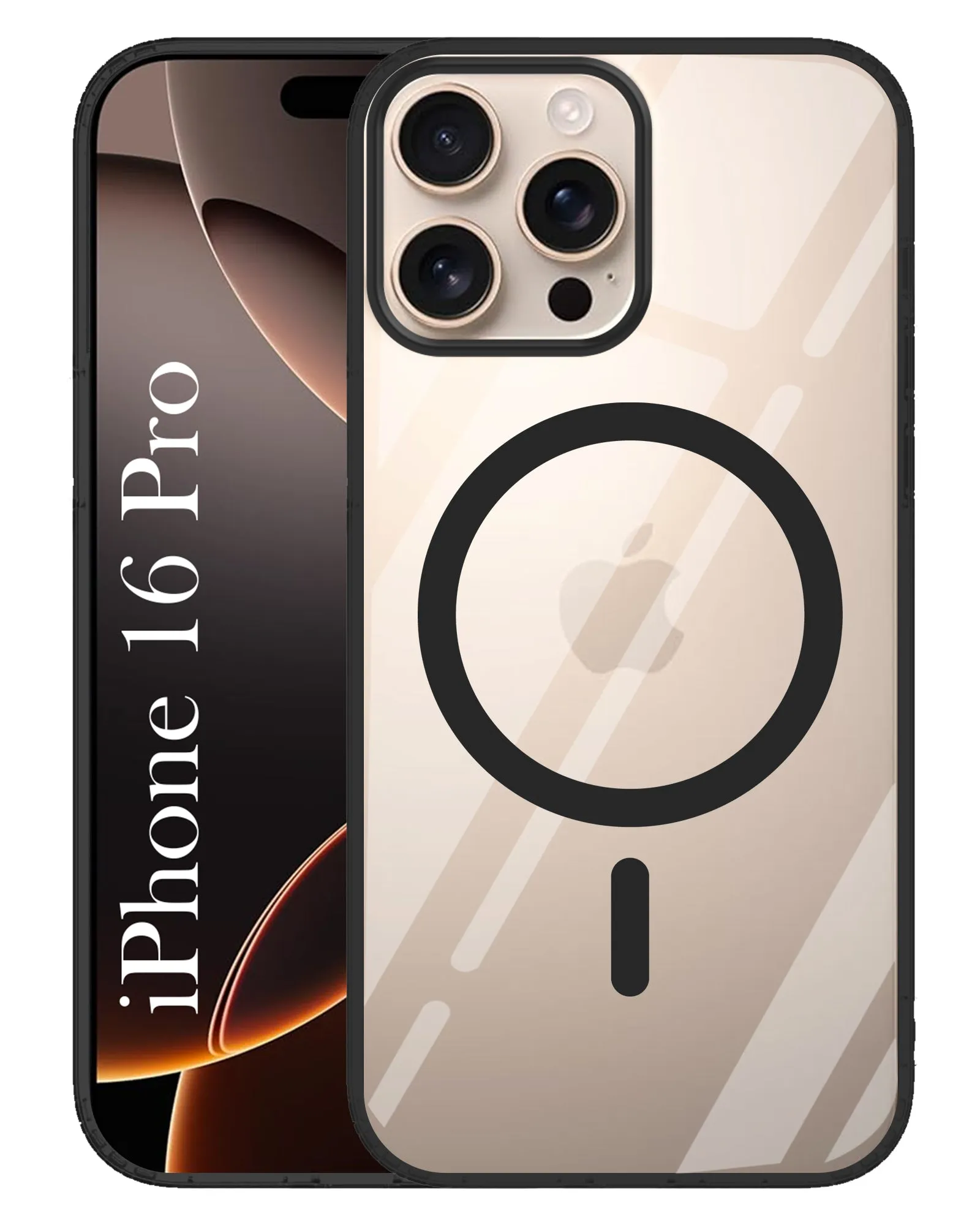 Magnetic Mount Compatible For Apple iPhone 16 Pro Back Cover Case ( Black MagSafe Compatible Wireless Charging | Hybrid Camera Bump Protection | Shockproof Polycarbonate