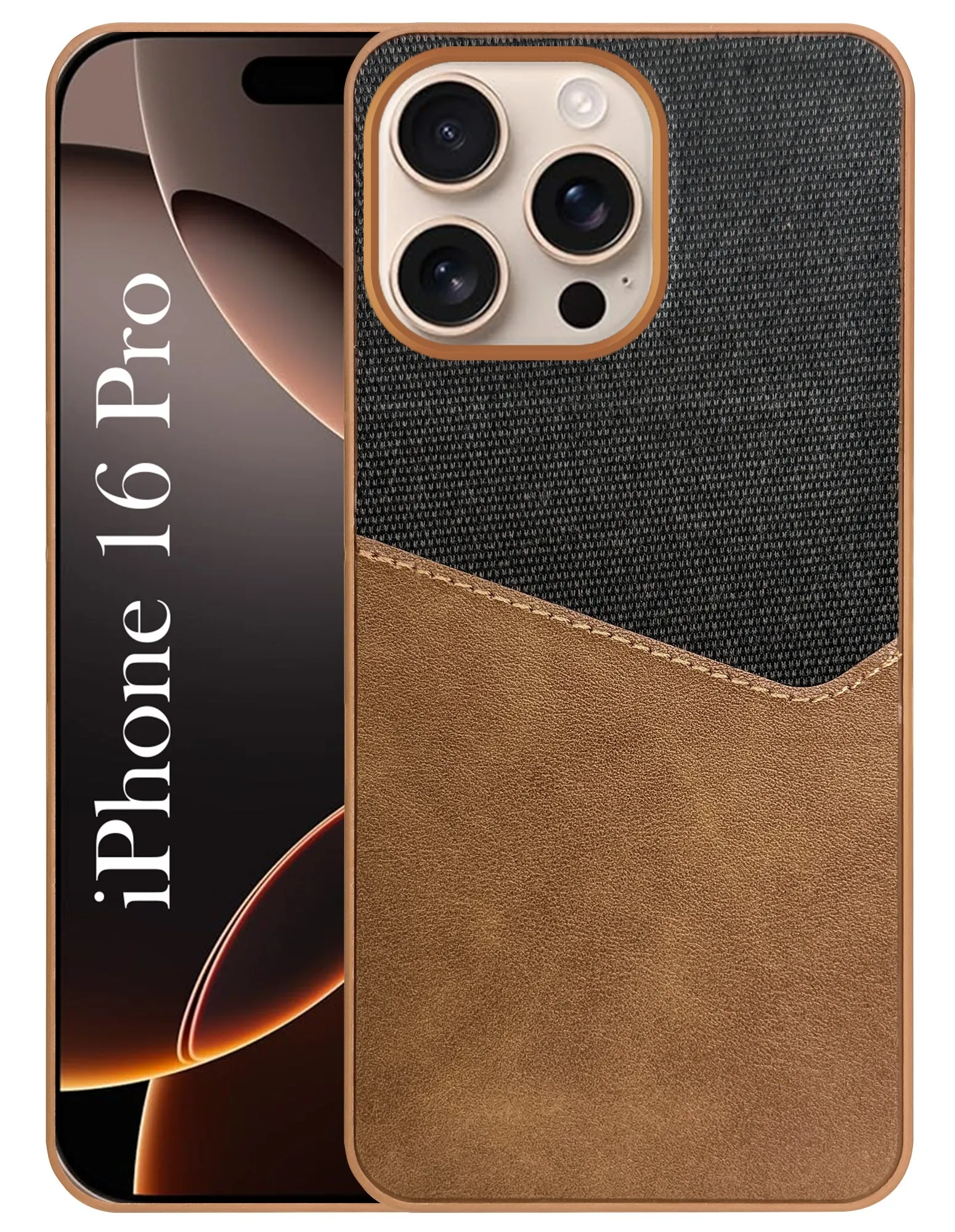 Smooth Pattern Finish High Quality For Apple iPhone 16 Pro Back Cover Case (Dual PU Leather Stitch | Professional Minimalist | Soft and Flexible)