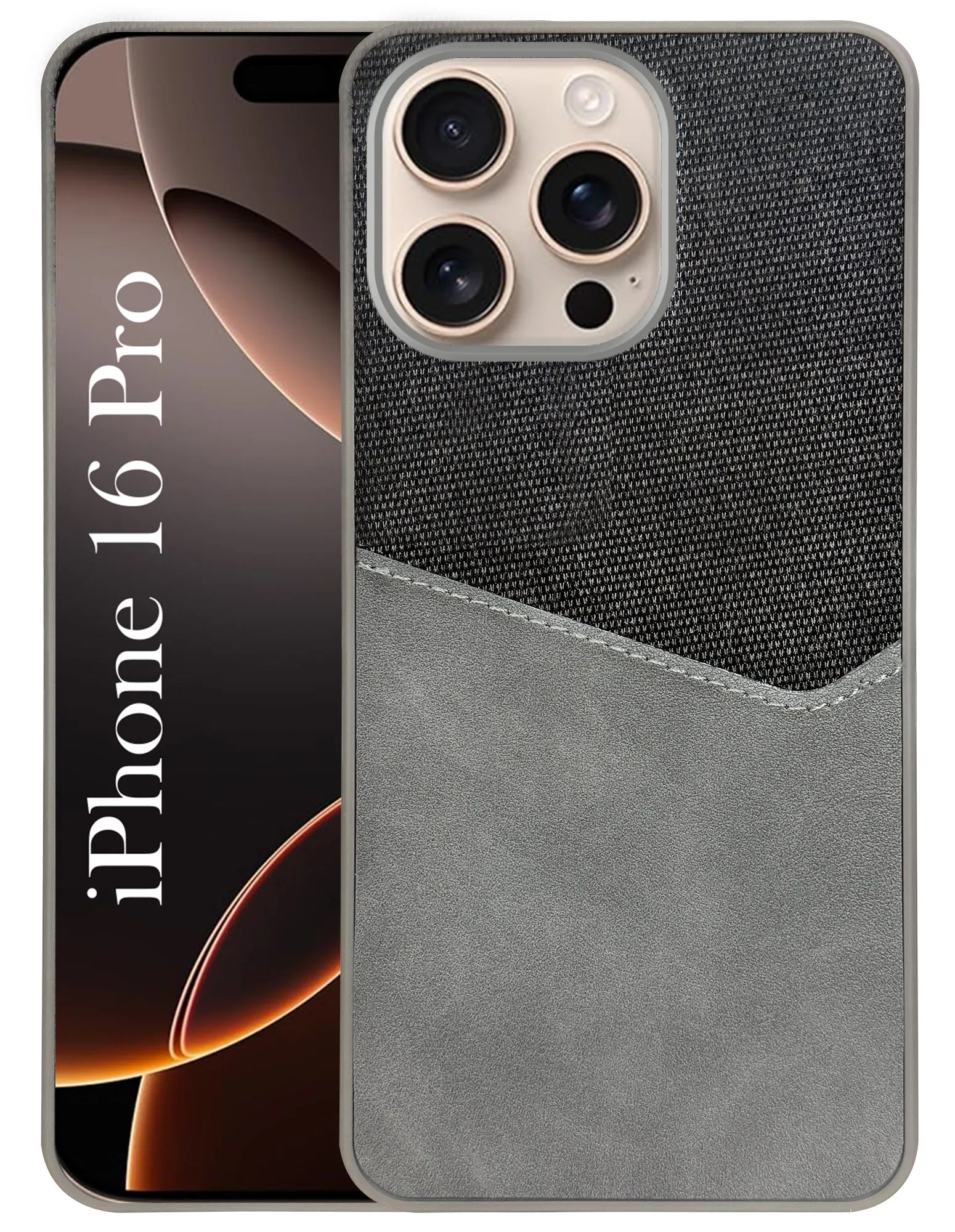 Smooth Fit For Apple iPhone 16 Pro Back Cover Case (Dual PU Leather Stitch | Professional Minimalist | Soft and Flexible)