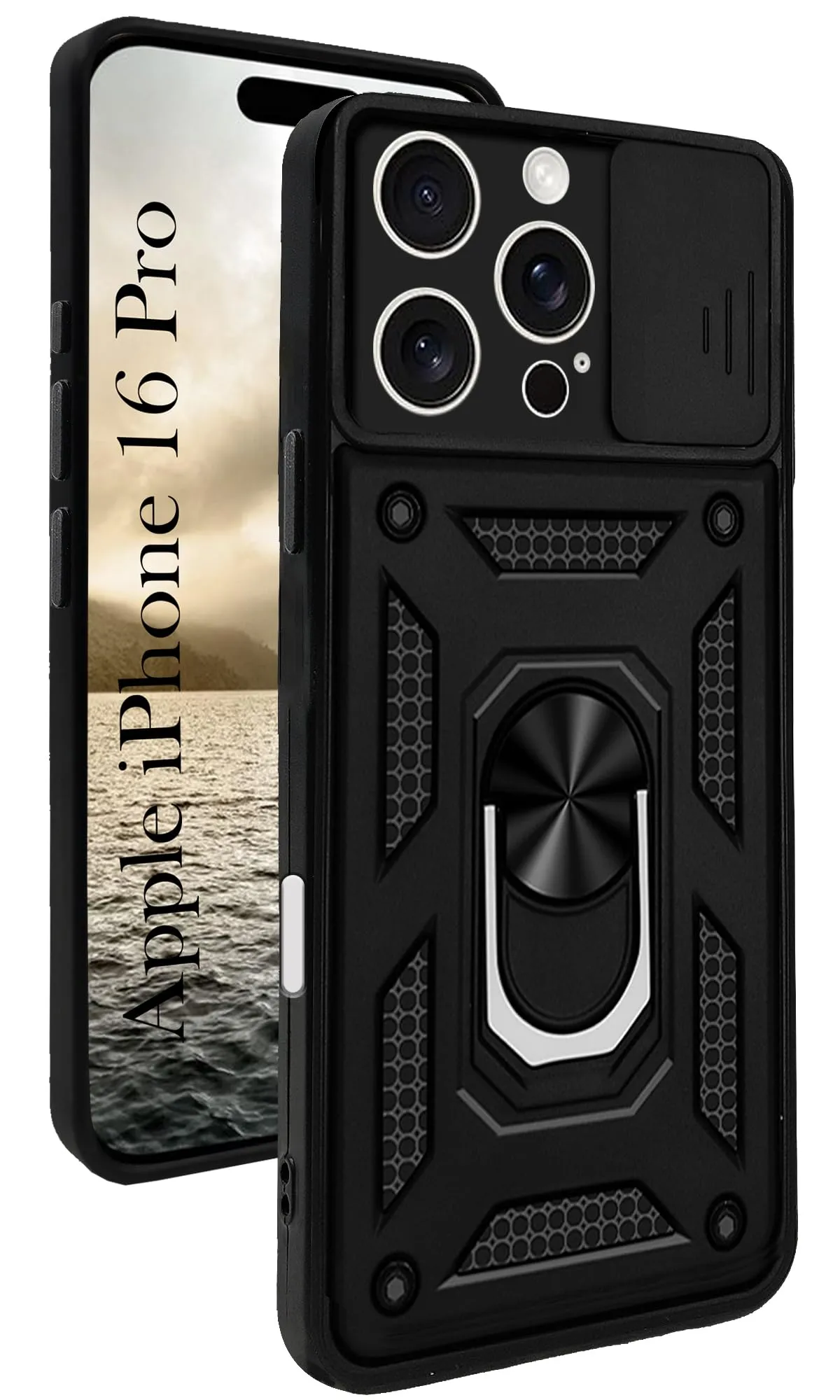 For Apple iPhone 16 Pro Back Cover Case (Hybrid Dual Armor Polycarbonate) Modern Style Gloss Texture