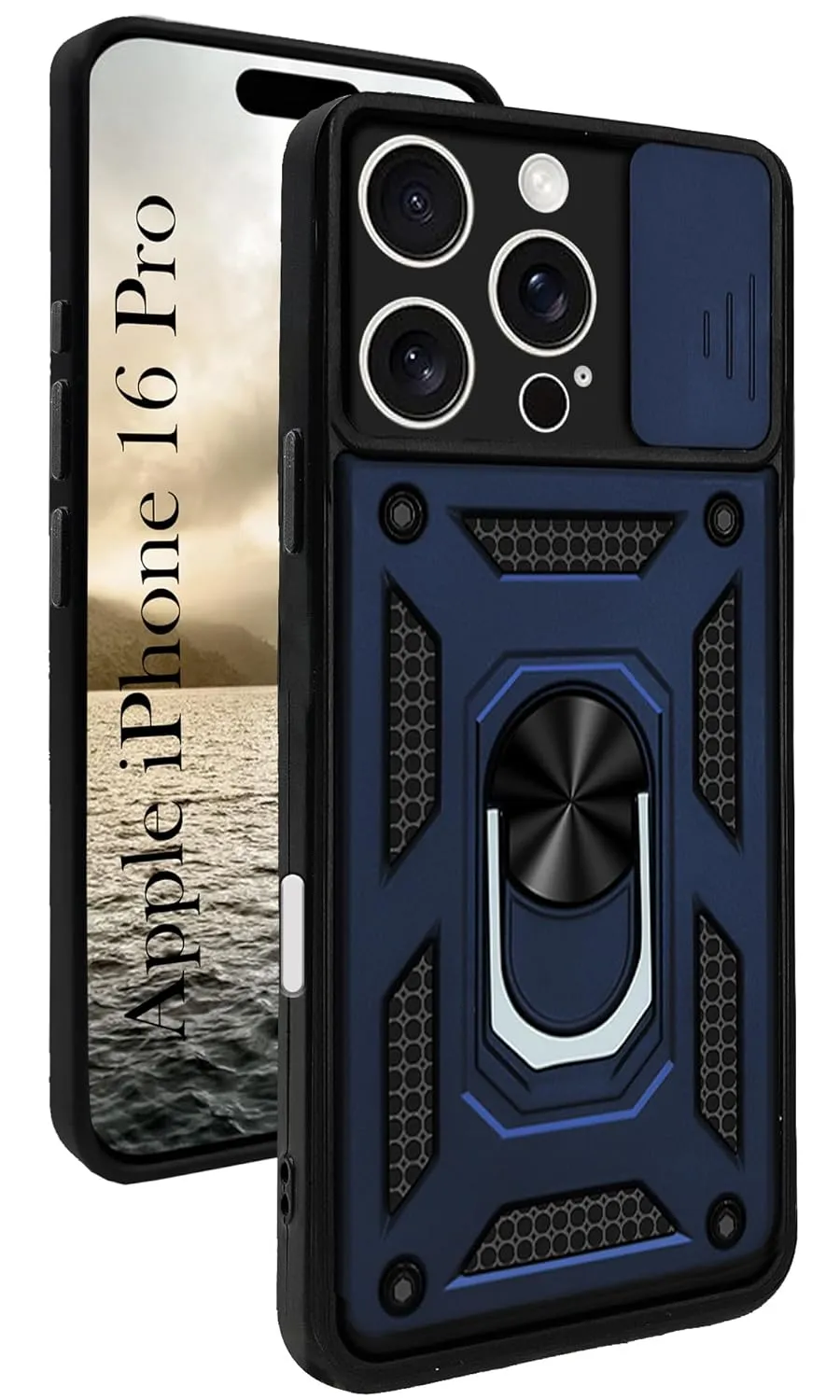 For Apple iPhone 16 Pro Back Cover Case (Hybrid Dual Armor Polycarbonate) Flexible Design