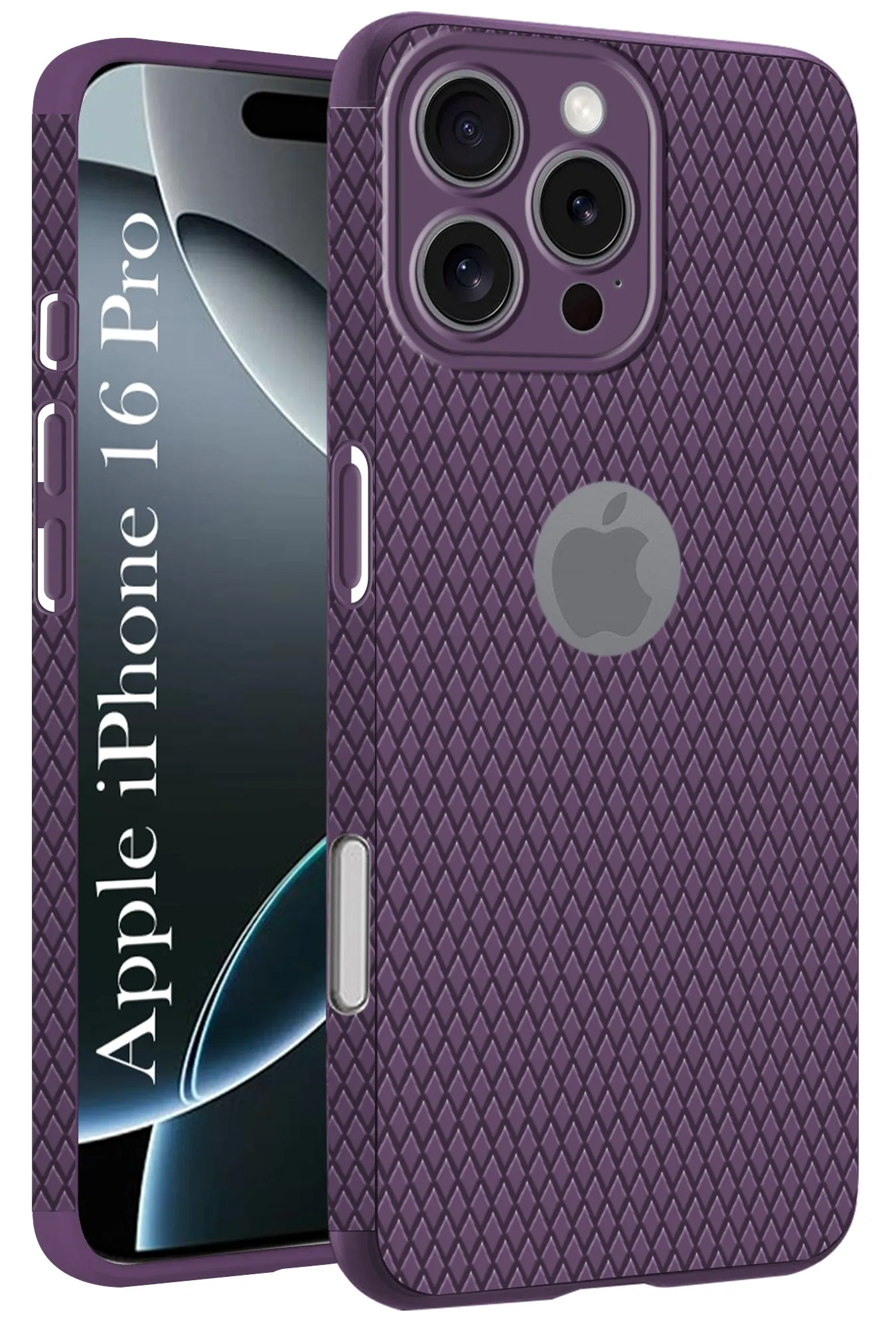 For Apple iPhone 16 Pro Back Cover Case (Liquid Silicone | Side Grip | Camera Protection) Artistic Print Elegant Shield