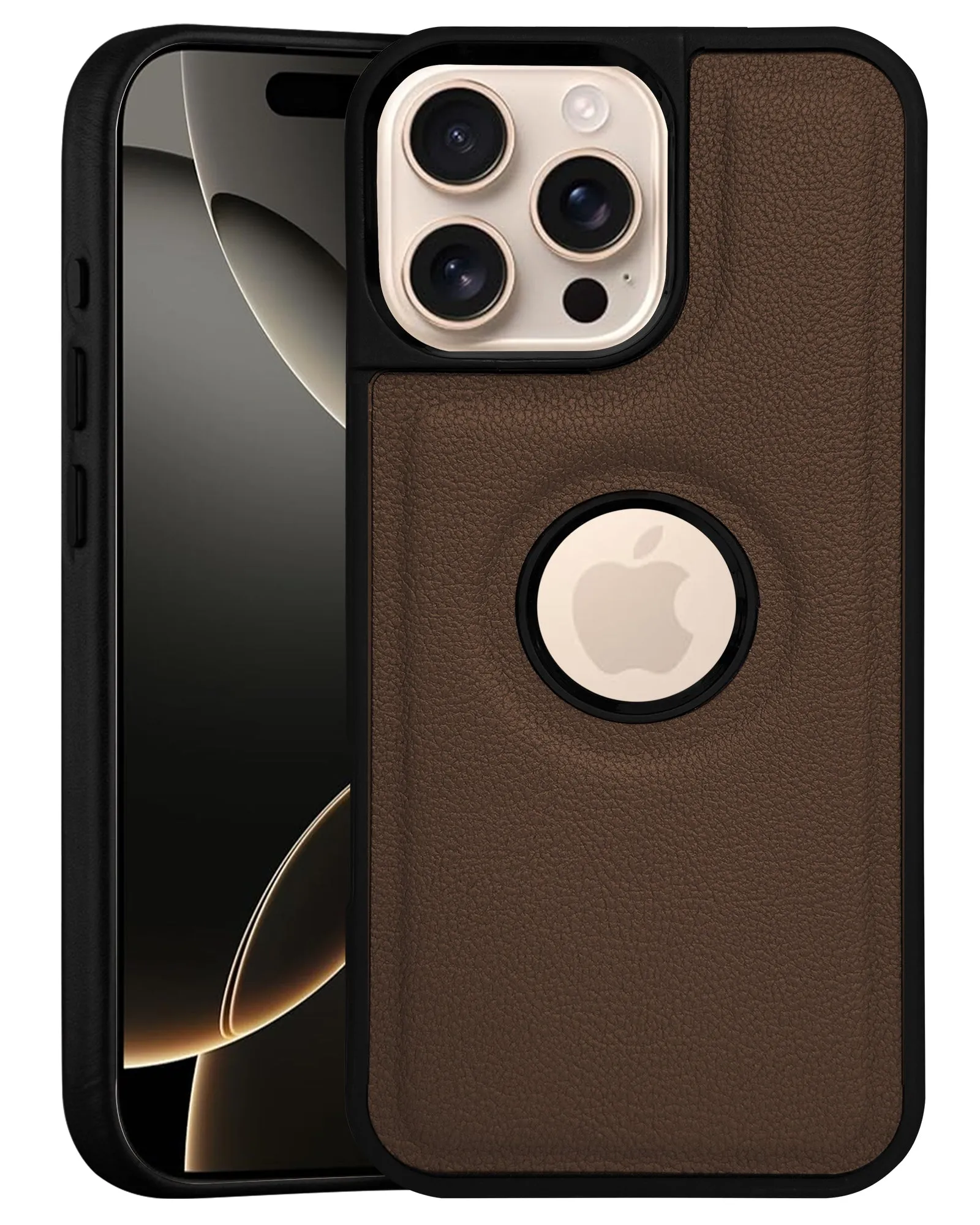 Smooth Detail For Apple iPhone 16 Pro Back Cover Case (Minimalist Design Stitched Leather | Shockproof Raised Edges for Camera & Screen Protection)