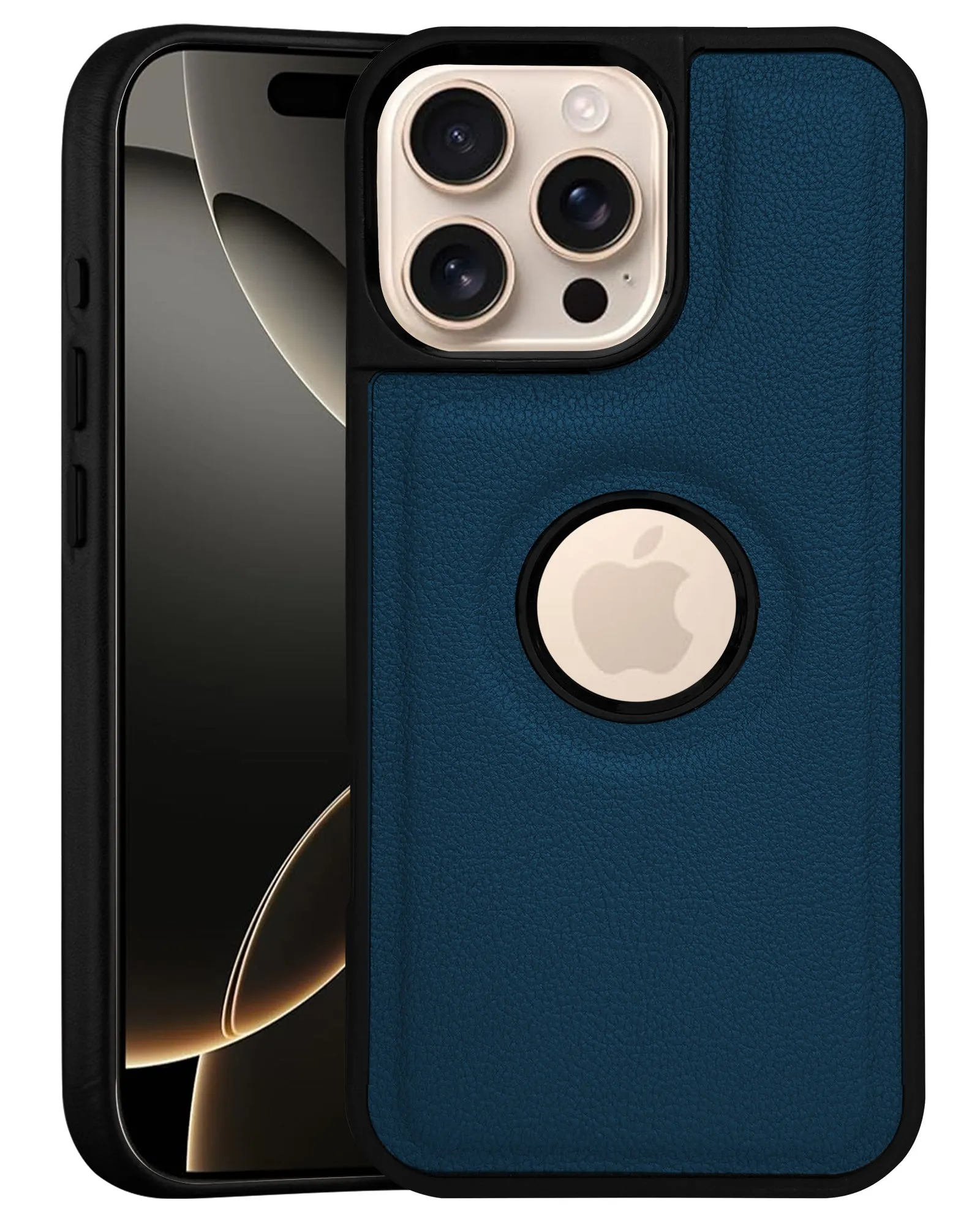 Matte Feel Student Friendly For Apple iPhone 16 Pro Back Cover Case (Minimalist Design Stitched Leather | Shockproof Raised Edges for Camera & Screen Protection)