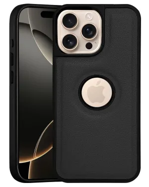 Clear Surface For Apple iPhone 16 Pro Back Cover Case (Minimalist Design Stitched Leather | Shockproof Raised Edges for Camera & Screen Protection)