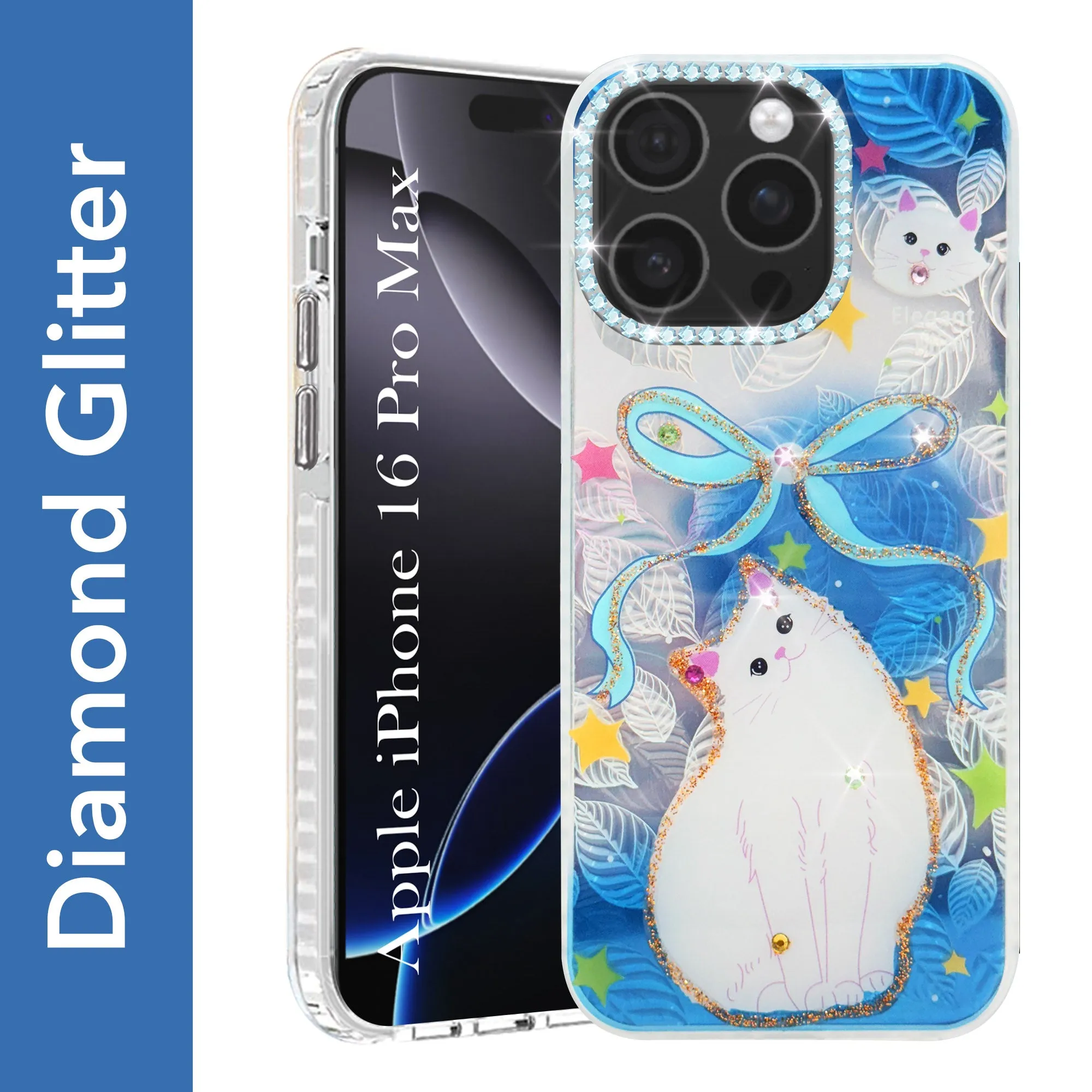 Affordable option Modern Edge Layer For Apple iPhone 16 Pro Max Back Cover Case (Luxury Floral Glitter Cute Butterfly | Diamond Studded Camera Bump | Girls & Women Design)