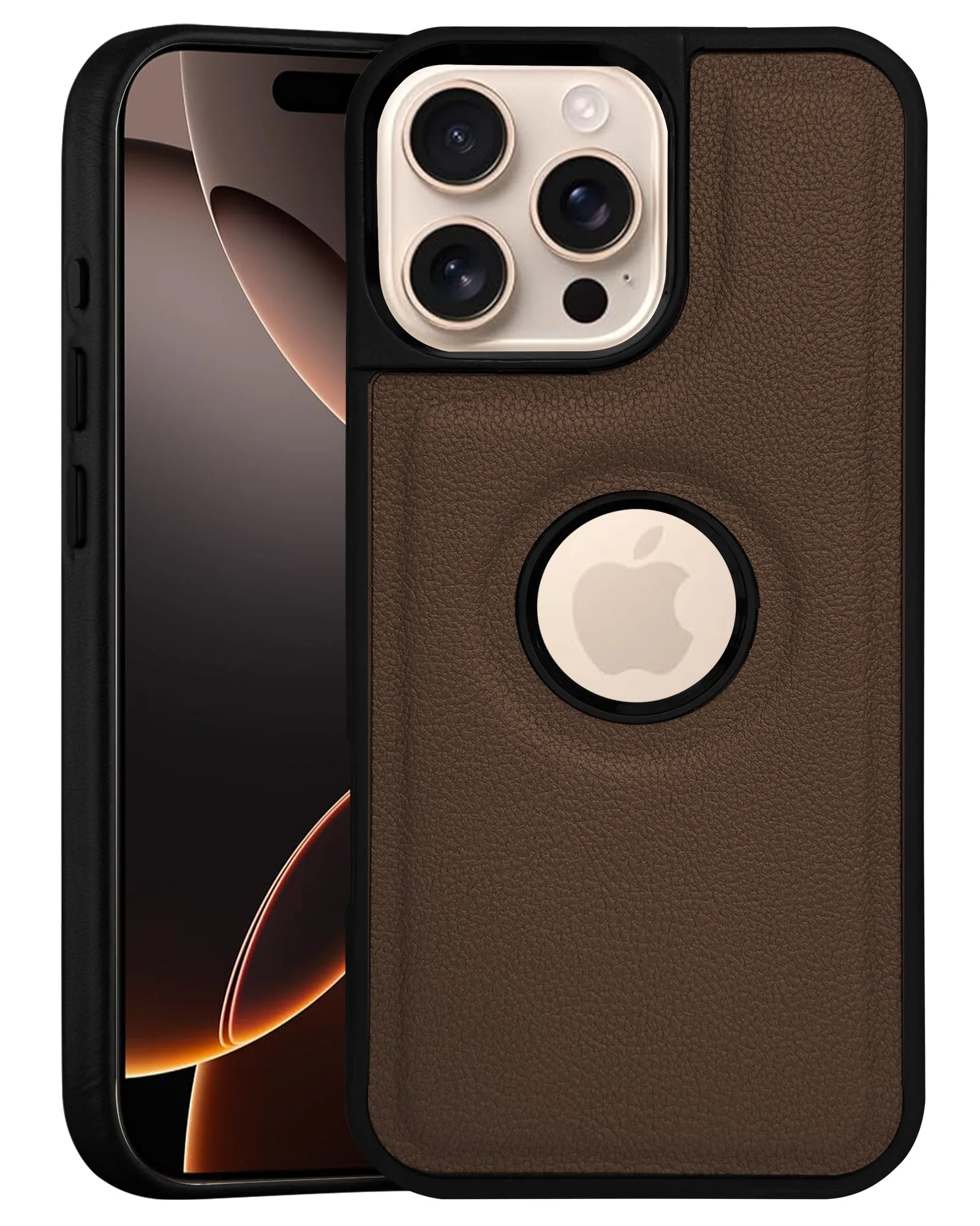 For Apple iPhone 16 Pro Max Back Cover Case (Minimalist Design Stitched Leather | Shockproof Raised Edges for Camera & Screen Protection) Anti Shock Marble Pattern