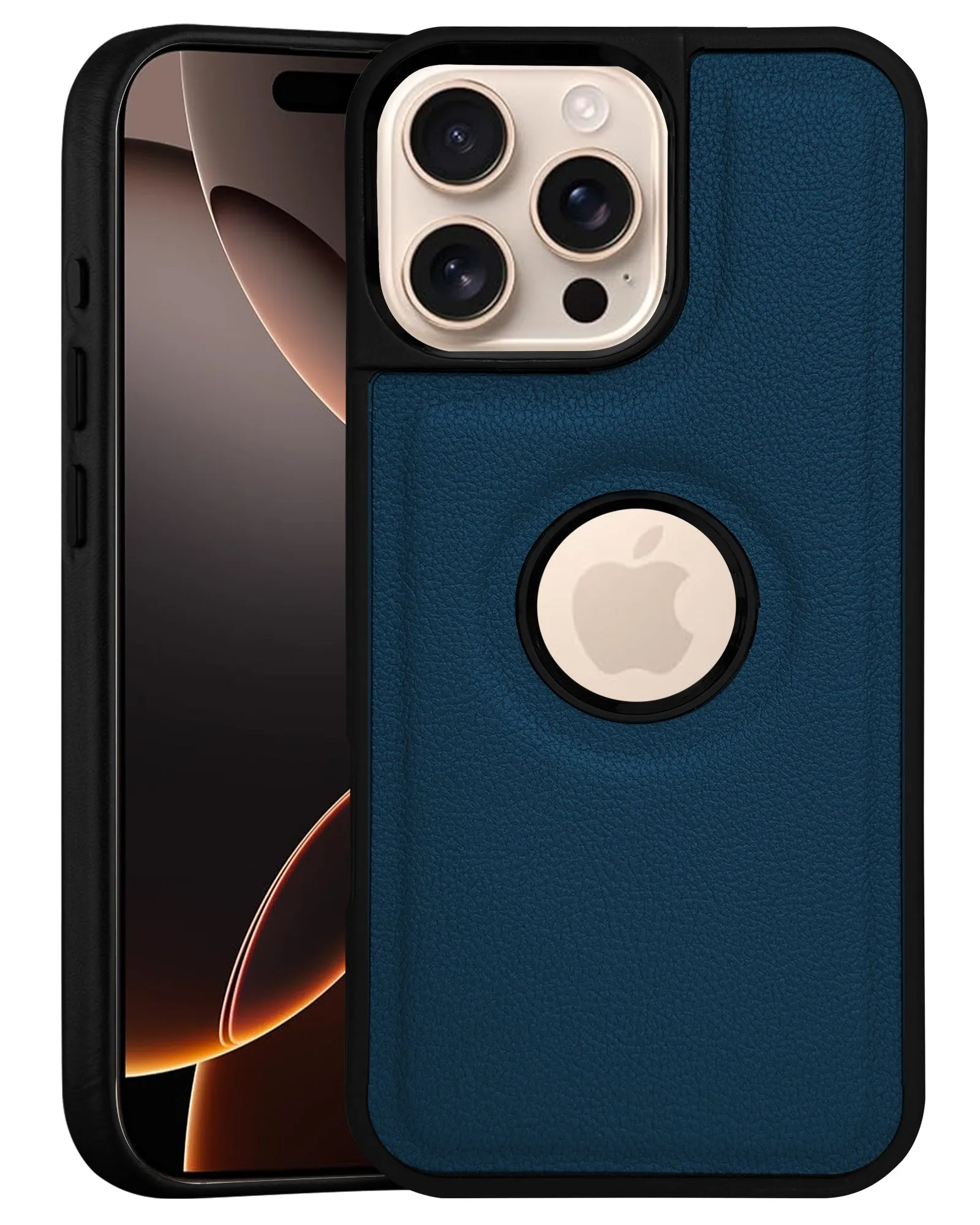 Lightweight Feel Colorful option For Apple iPhone 16 Pro Max Back Cover Case (Minimalist Design Stitched Leather | Shockproof Raised Edges for Camera & Screen Protection)