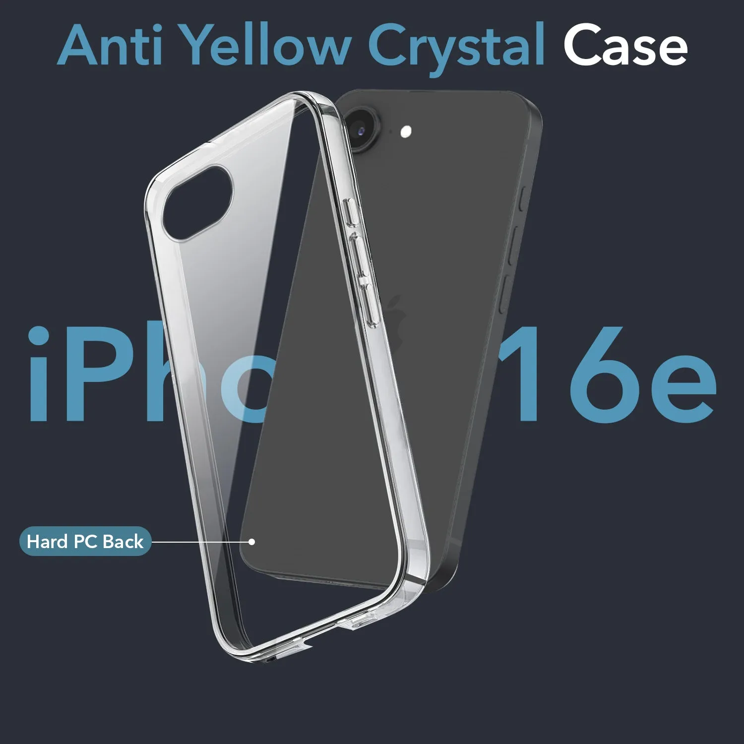 Protective Shell Design Compact Fit For Apple iPhone 16e Back Cover Case (Hard Anti Yellow Clear Case | Sleek Hard Crystal Clear | Drop & Camera Protection | Shockproof Polycarbonate)