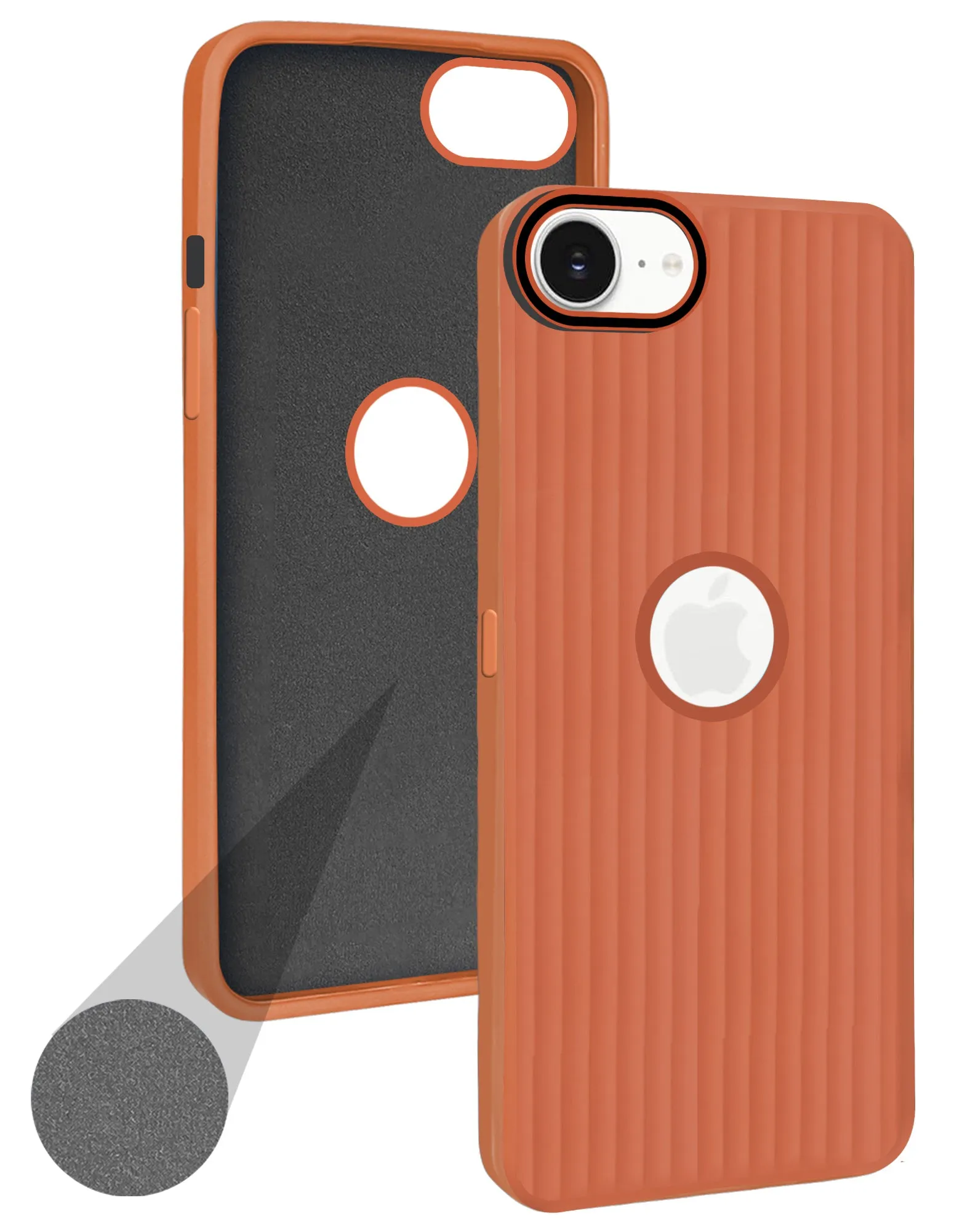 For Apple iPhone 16e  Back Cover Case (Minimalist Professional Look | Inside Fiber Cloth | Camera Protection Bump | Line Texture) Comfort Design Layer