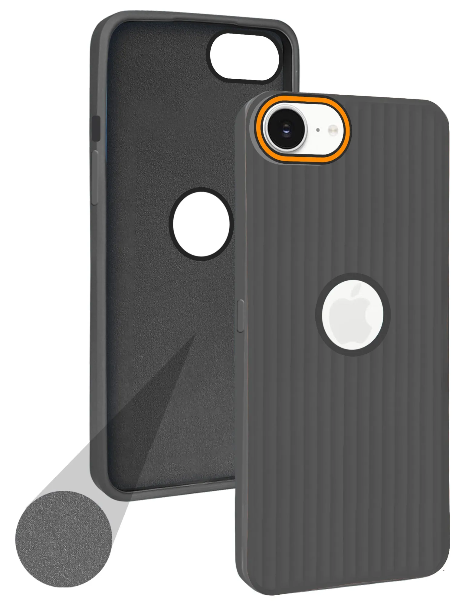 Ergonomic grip For Apple iPhone 16e  Back Cover Case (Minimalist Professional Look | Inside Fiber Cloth | Camera Protection Bump | Line Texture)