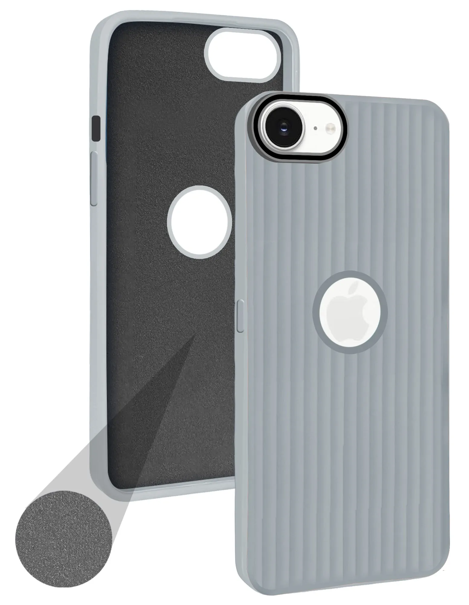 Durable Material Gloss Surface Layer For Apple iPhone 16e  Back Cover Case (Minimalist Professional Look | Inside Fiber Cloth | Camera Protection Bump | Line Texture)