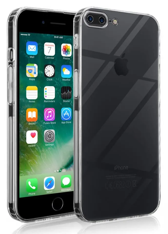 For Apple iPhone 7 Plus | iPhone 8 Plus Back Cover Case (Silicone Crystal Clear | Pure Camera Protection | Soft and Flexible for Charger and Headphone sockets | Shockproof Bumpers) Minimalist Aesthetic Travel Ready