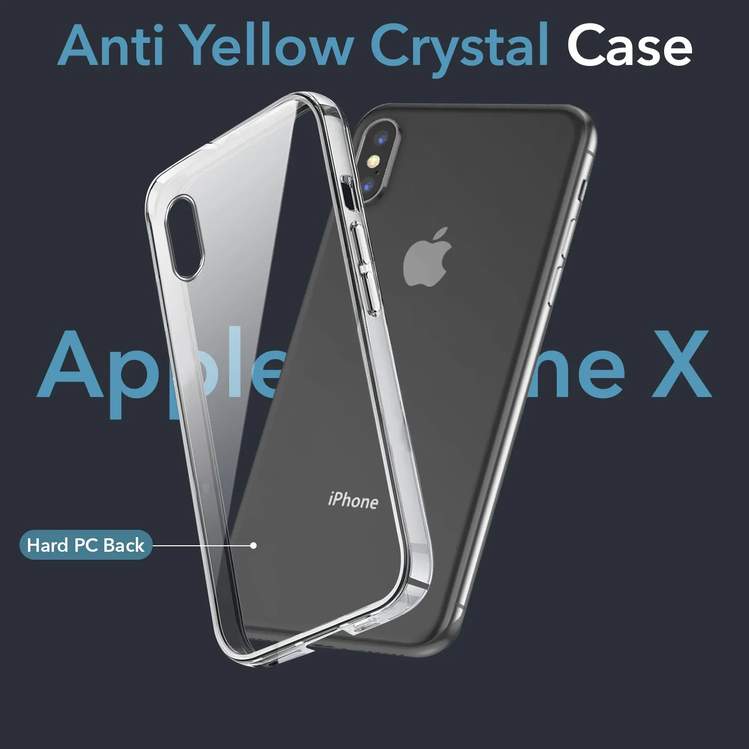 For Apple iPhone X Back Cover Case (Hard Anti Yellow Clear Case | Drop & Camera Protection | Shockproof Polycarbonate) Impact Guard