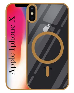 For Apple iPhone X Back Cover Case (MagSafe Compatible Wireless Charging | Hybrid Camera Bump Protection | Shockproof Polycarbonate Material) Smooth Lining