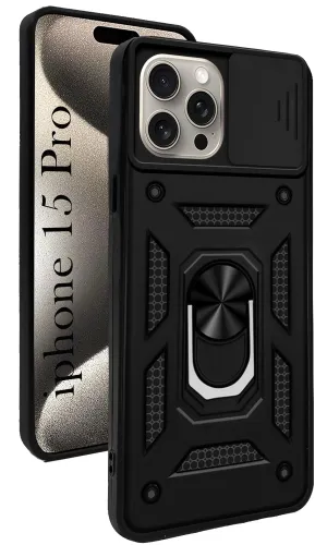 For iPhone 15 Pro Back Cover Case (Hybrid Armor Polycarbonate) Smooth Form Texture