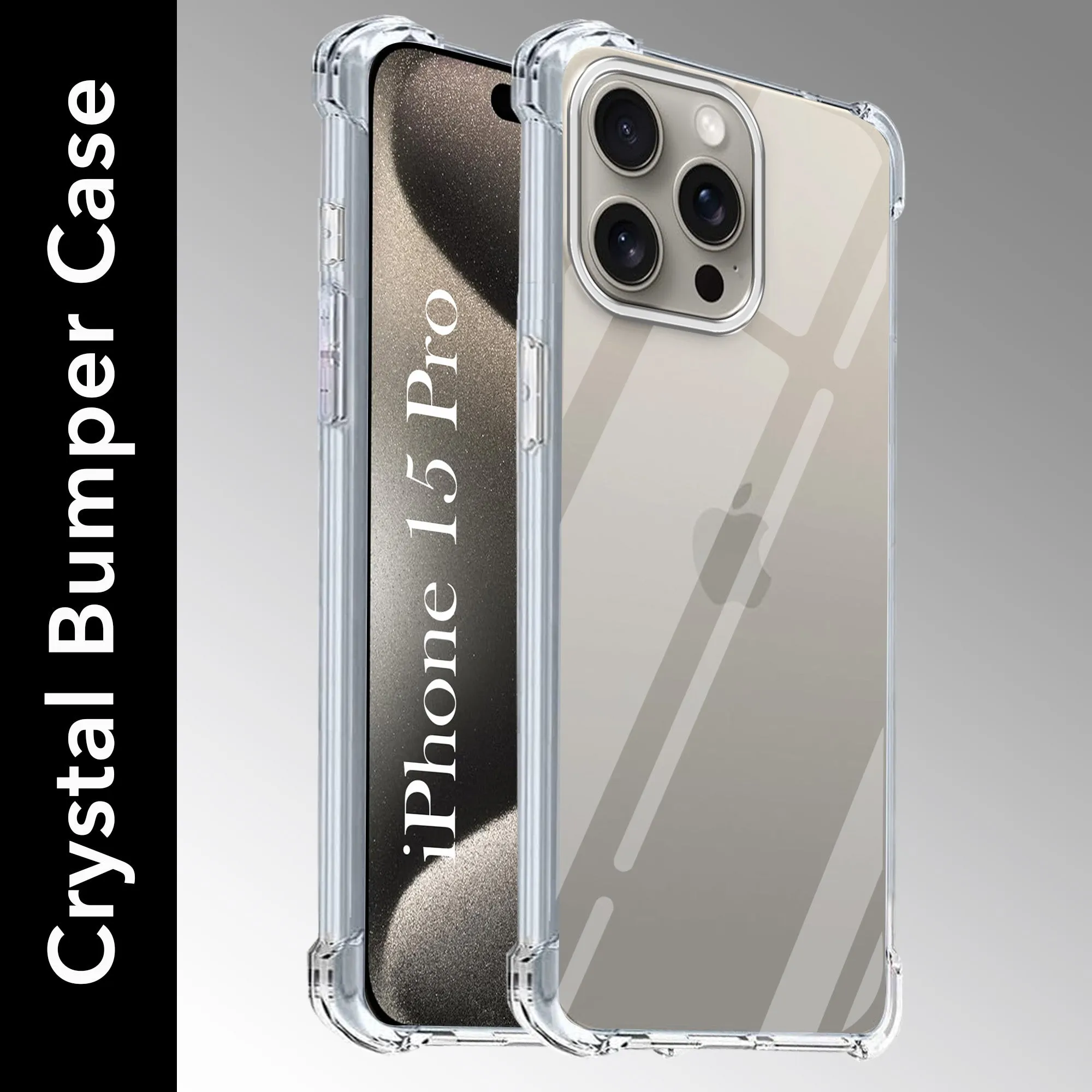 Protective Surface For iPhone 15 Pro Back Cover (Shockproof Crystal Clear Case |  Drop & Camera Protection | Hard Polycarbonate)