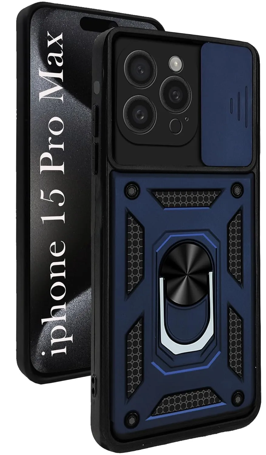 For iPhone 15 Pro Max Back Cover Case (Hybrid Dual Armor Polycarbonate) Stylish Form Tough Grip