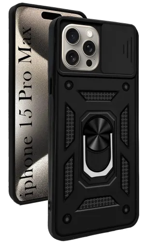 For iPhone 15 Pro Max Back Cover Case (Hybrid Dual Armor Polycarbonate) Professional Style Soft Feelings