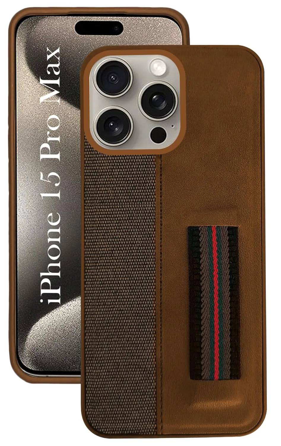 Marble finish For iPhone 15 Pro Max Back Cover Case (Professional PU Leather | Strip Chain Holder Socket)