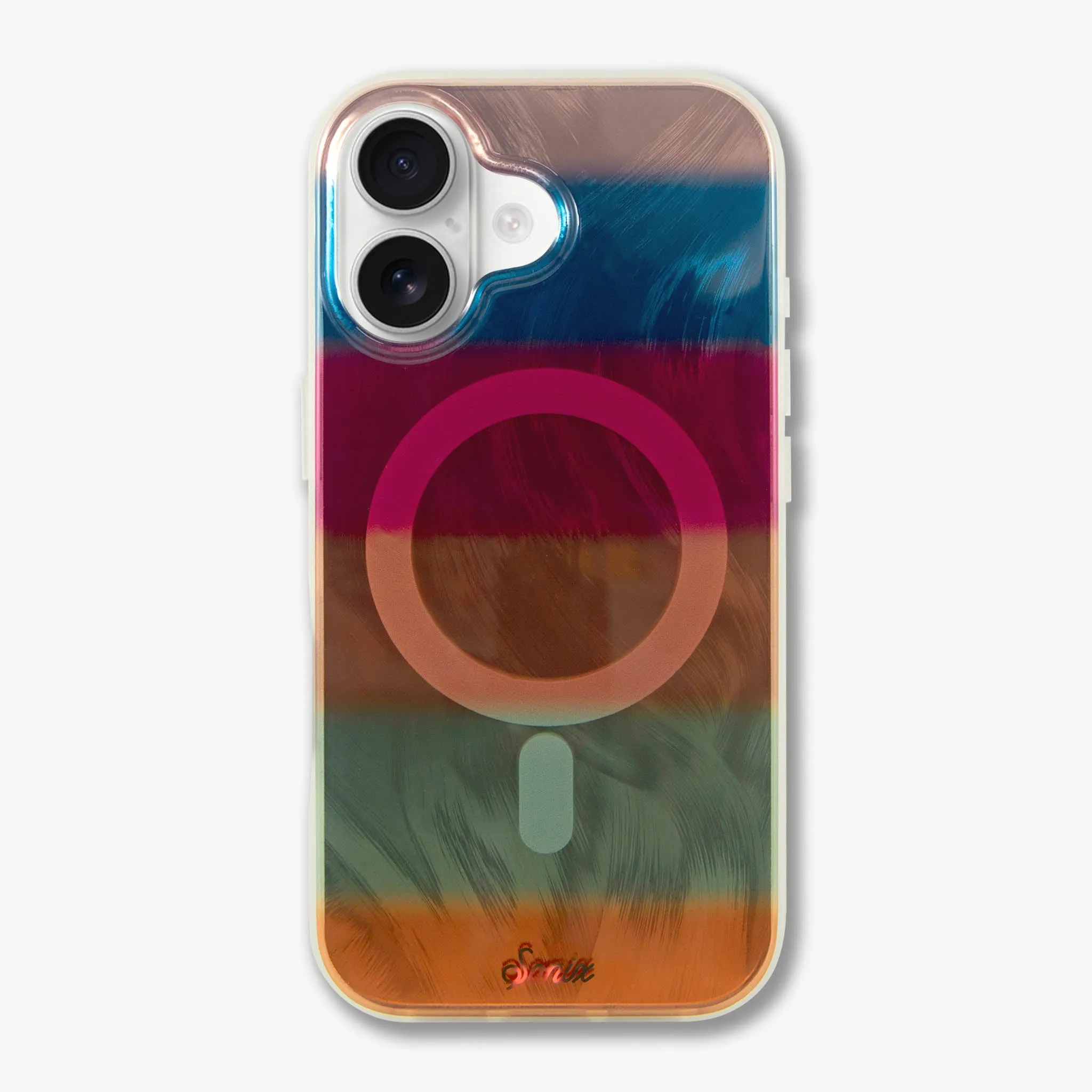 Compact Texture Fuzzy Sweater Stripes MagSafe? Compatible iPhone Case