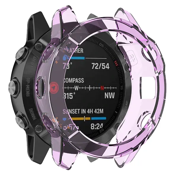 Garmin Fenix 6s TPU Case (Transparent Purple) Apple Watch Compatible
