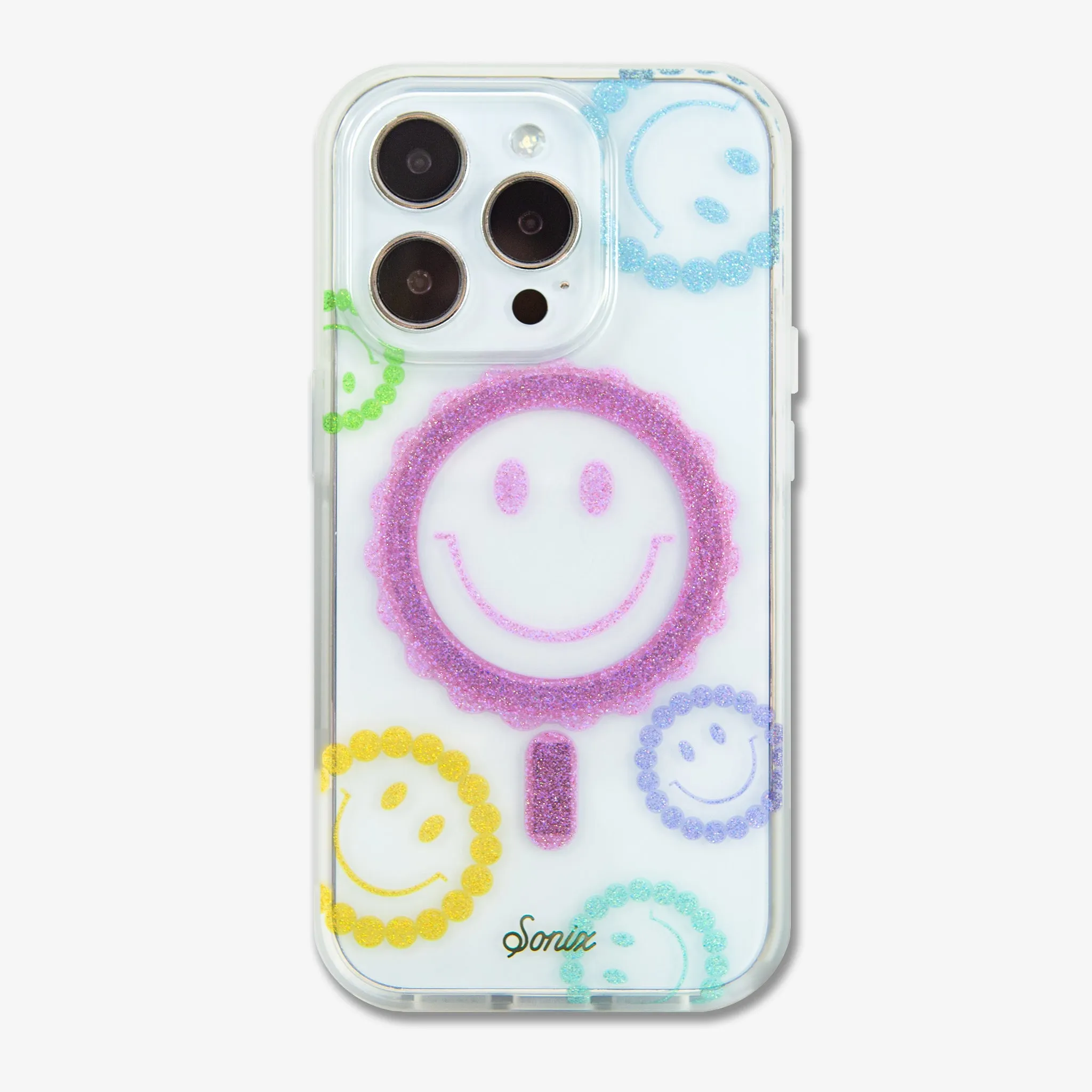 Glitter Smiley MagSafe? Compatible iPhone Case Stylish frame Unique Artwork