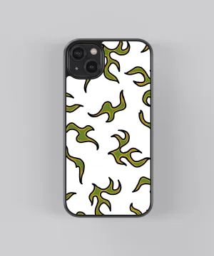 Green Flames Pattern Glass Phone Case Cover Minimal Touch