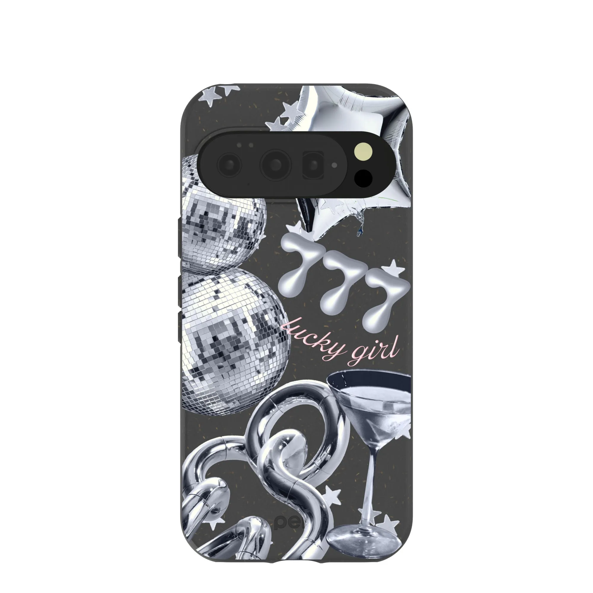 Black Cosmic Luck Google Pixel 10/10 Pro Case Ergonomic form Minimal Detail Texture