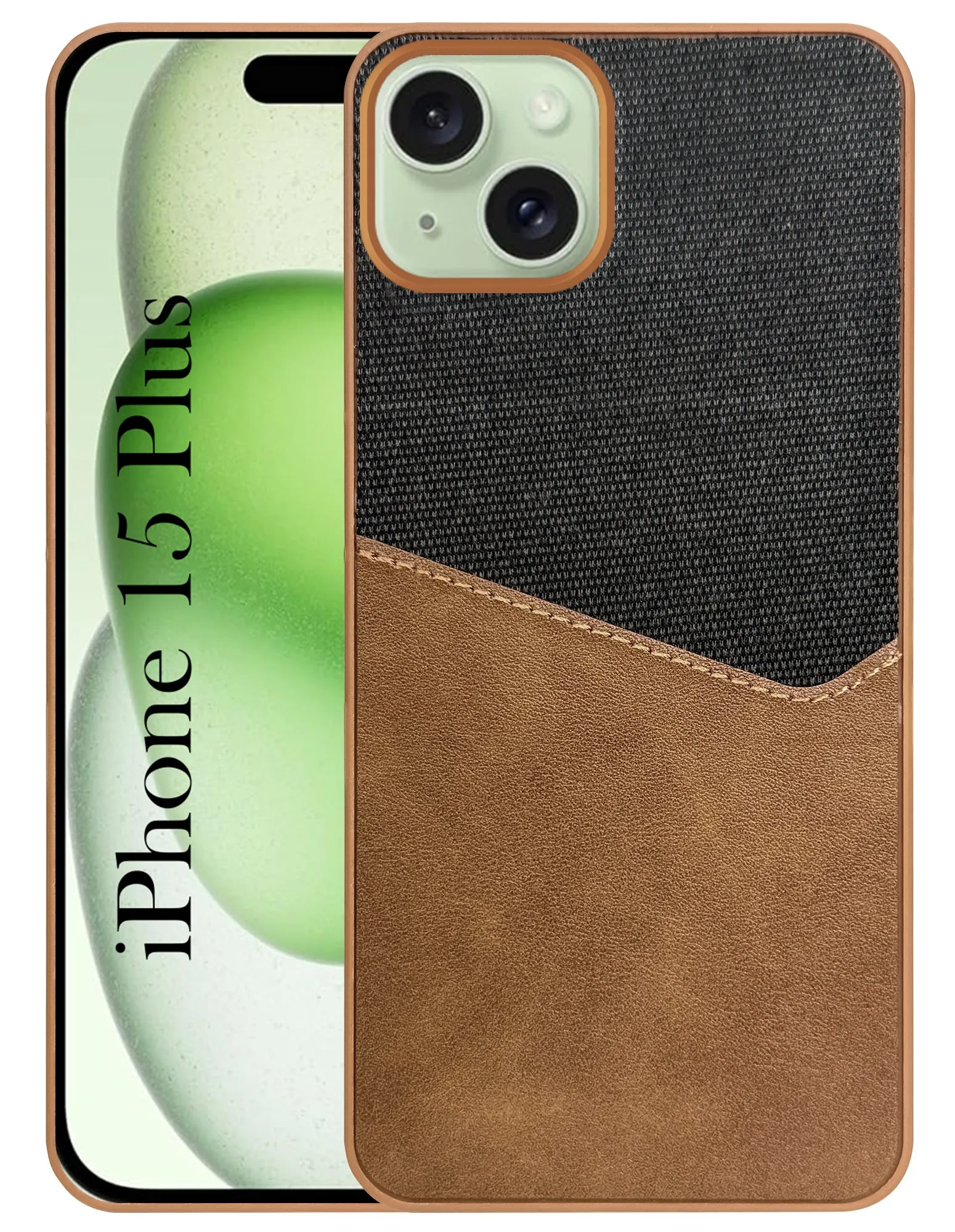 For Apple iPhone 15 Plus Back Cover Case (Dual PU Leather Stitch | Professional Minimalist | Soft and Flexible) Light Protection