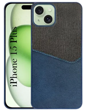 Elegant Build Texture For Apple iPhone 15 Plus Back Cover Case (Dual PU Leather Stitch | Professional Minimalist | Soft and Flexible)