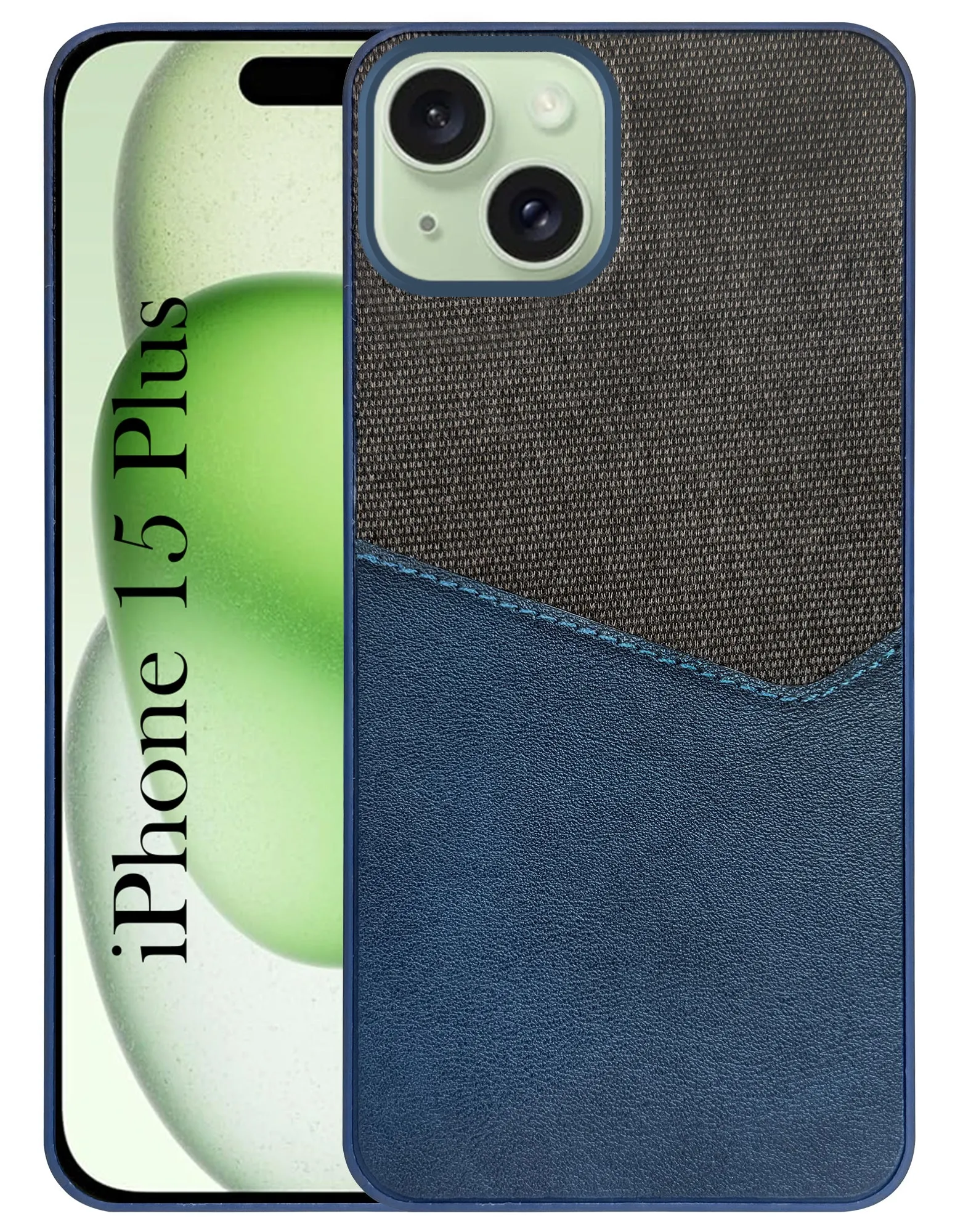 Elegant Build Texture For Apple iPhone 15 Plus Back Cover Case (Dual PU Leather Stitch | Professional Minimalist | Soft and Flexible)