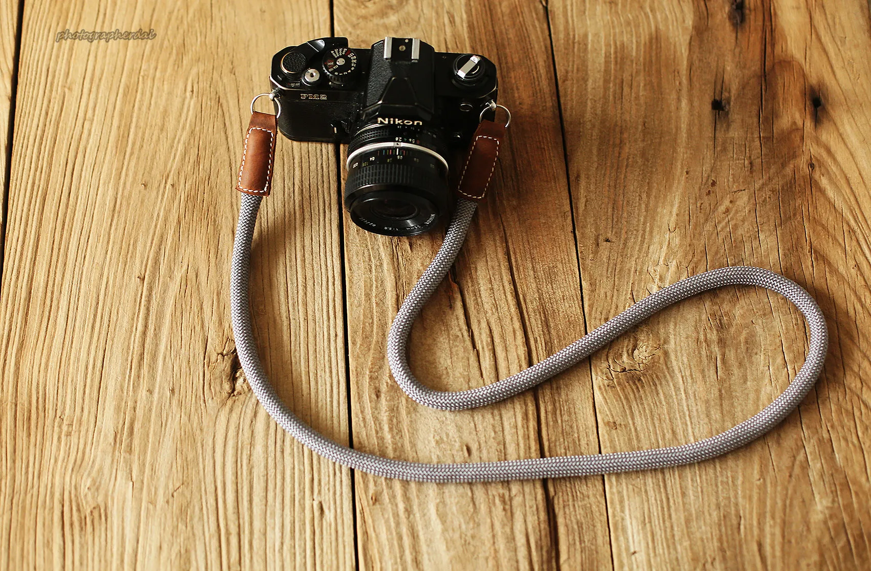 Daily Use Strap Handmade Camera Strap Light grey Climbing Rope Leather&Windmup.com