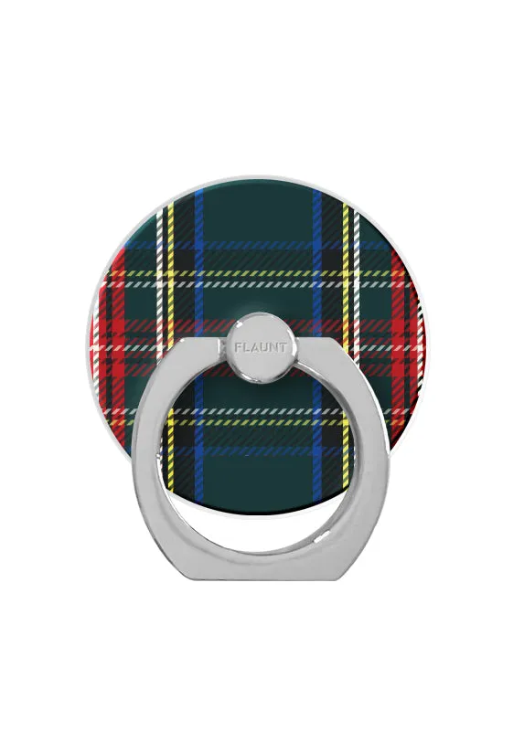 Green Plaid Adhesive Phone Ring Stand Smooth Spin Dock