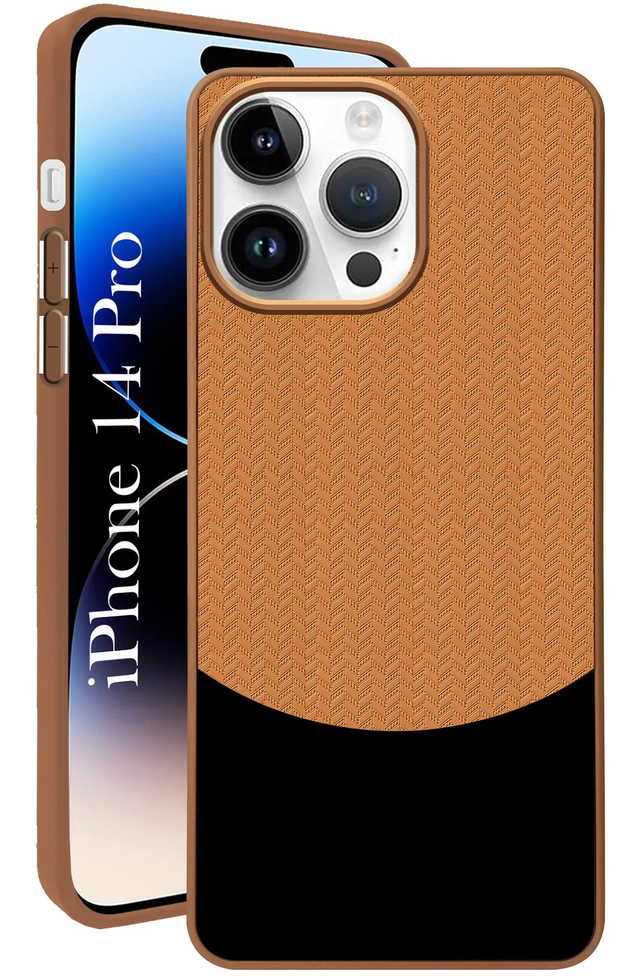 For Apple iPhone 14 Pro Back Cover Case (Elegant PU Leather Finish | Premium Minimalist Professional | Camera Protection Bump) Modern Aesthetic