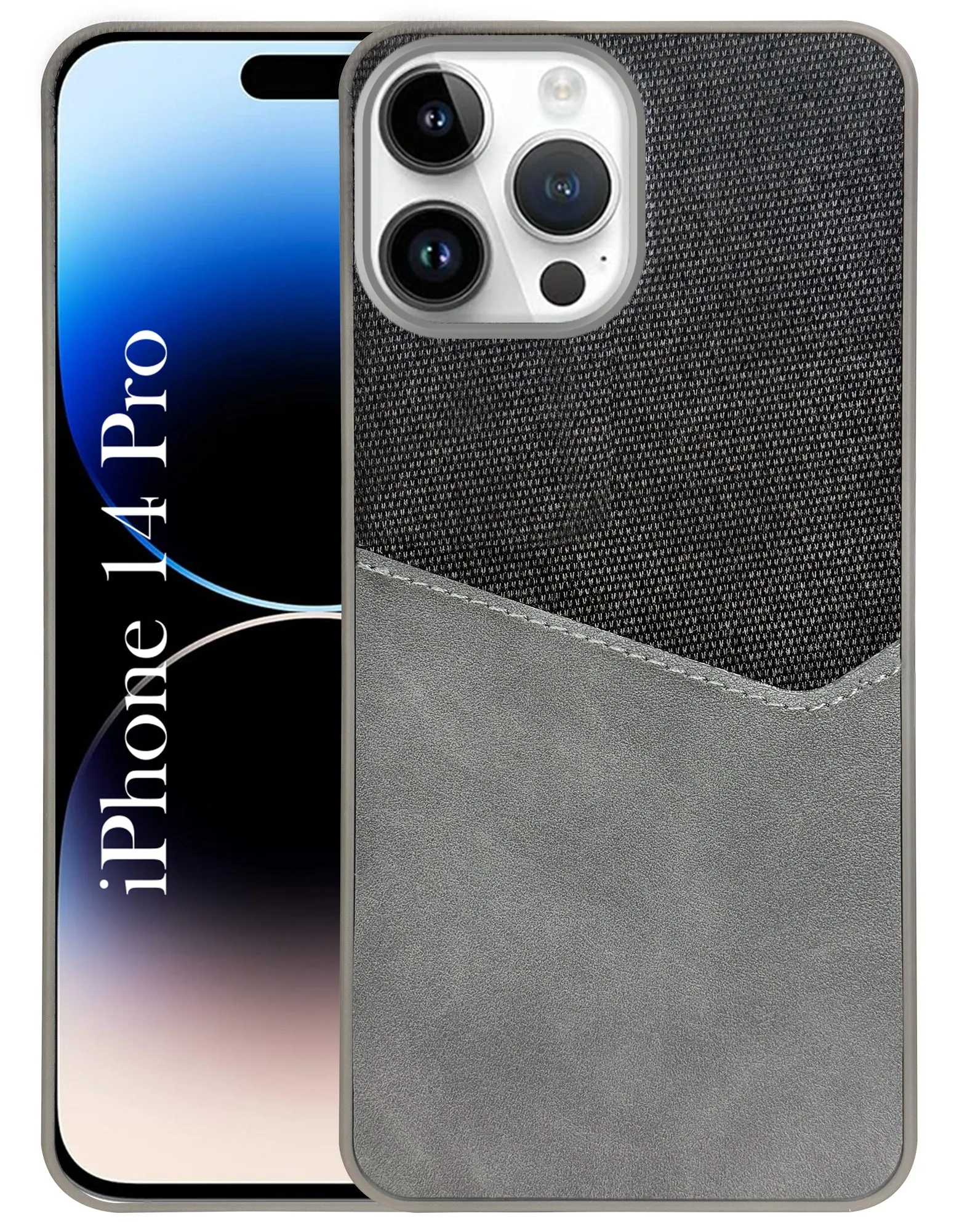 For Apple iPhone 14 Pro Back Cover Case (Dual PU Leather Stitch | Professional Minimalist | Soft and Flexible) Rugged Surface